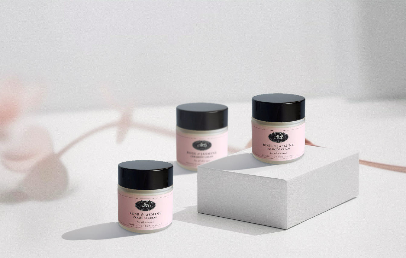 CAROL PRIEST rose & jasmine ceramide cream concept shot.