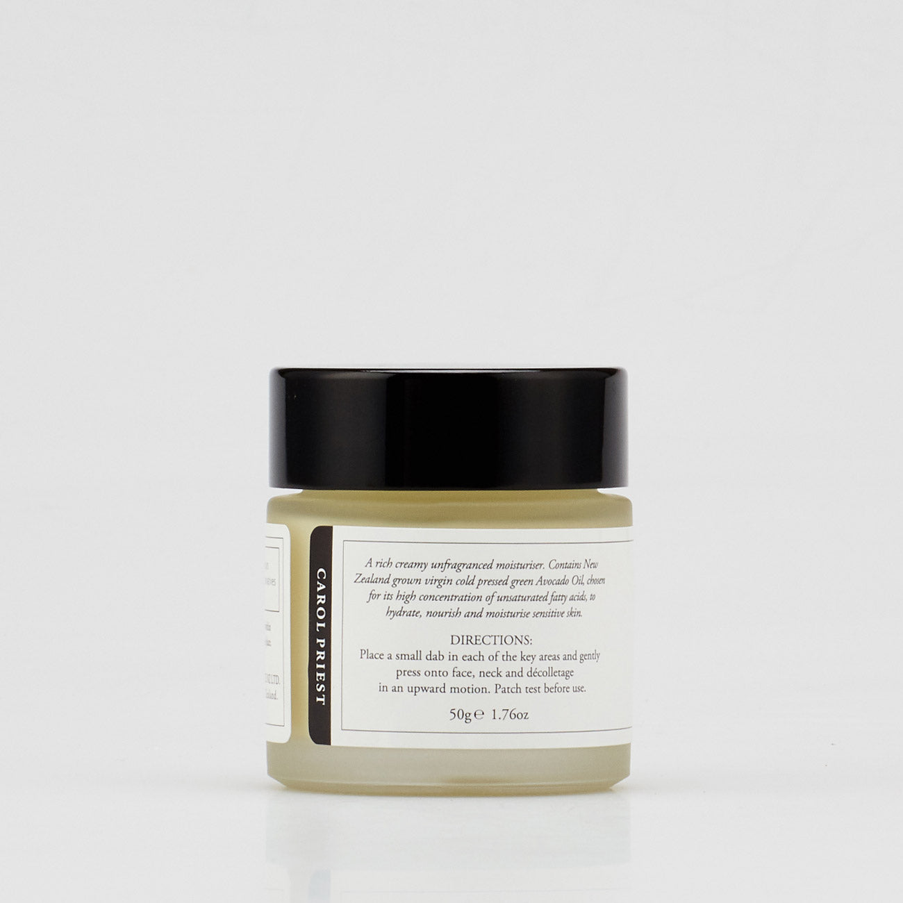Representation of Avocado Fruit Moisture Cream, a hydrating product from Carol Priest's line of natural, organic cosmetics.