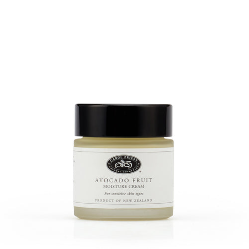 Representation of Avocado Fruit Moisture Cream, a hydrating product from Carol Priest's line of natural, organic cosmetics.