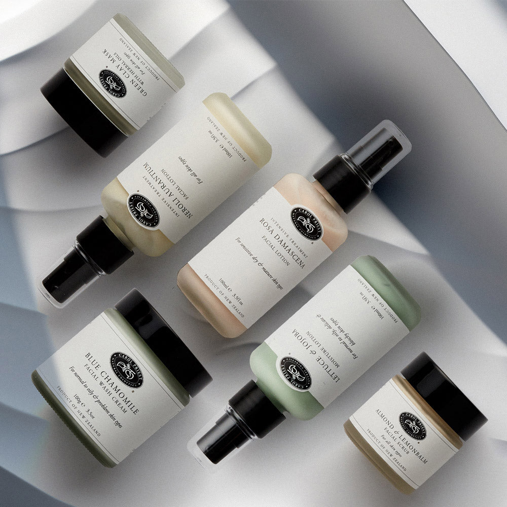 Discover the collection of six vegan-certified skincare products by Carol Priest, including deep cleansers and lotions.