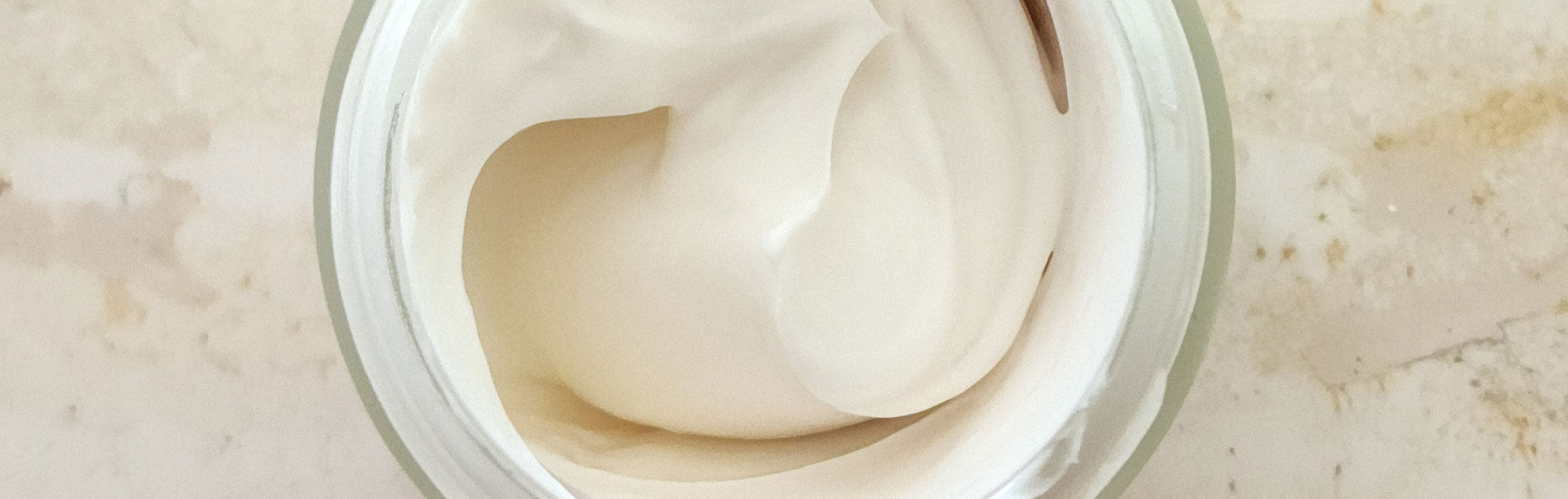 texture of Lavender & Manuka Honey Cleansing Cream, a gentle, hydrating cleanser from Carol Priest's natural, organic cosmetics line., in this detailed product image.