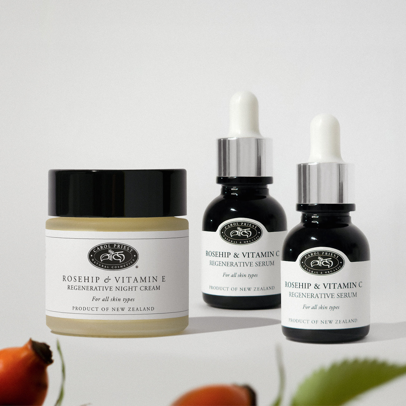 carol priest rosehip night cream and vitamin c serum