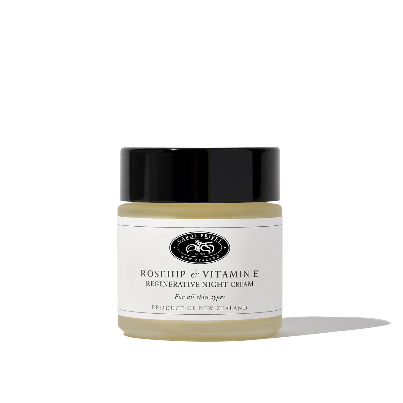 Image displaying Rosehip & Vitamin E Regenerative Night, a natural and organic cosmetic product from Carol Priest.