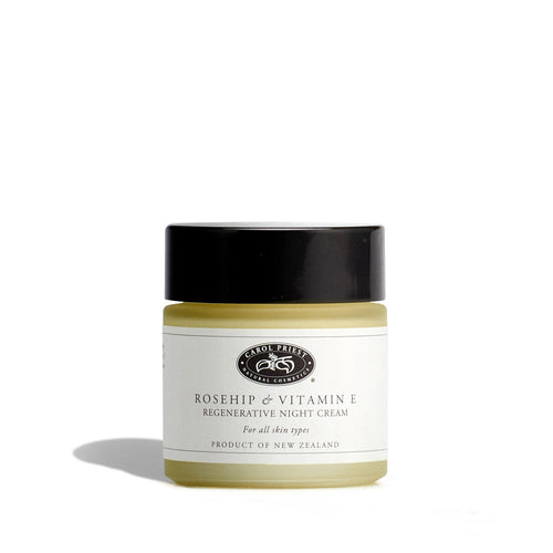 Image displaying Rosehip & Vitamin E Regenerative Night, a natural and organic cosmetic product from Carol Priest.