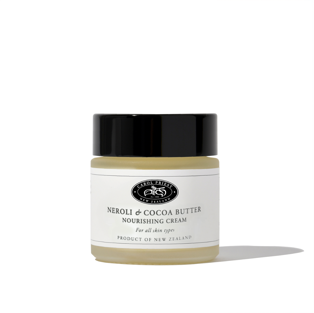 Jar of Carol Priest Neroli & Cocoa Butter Nourishing Cream on a white background