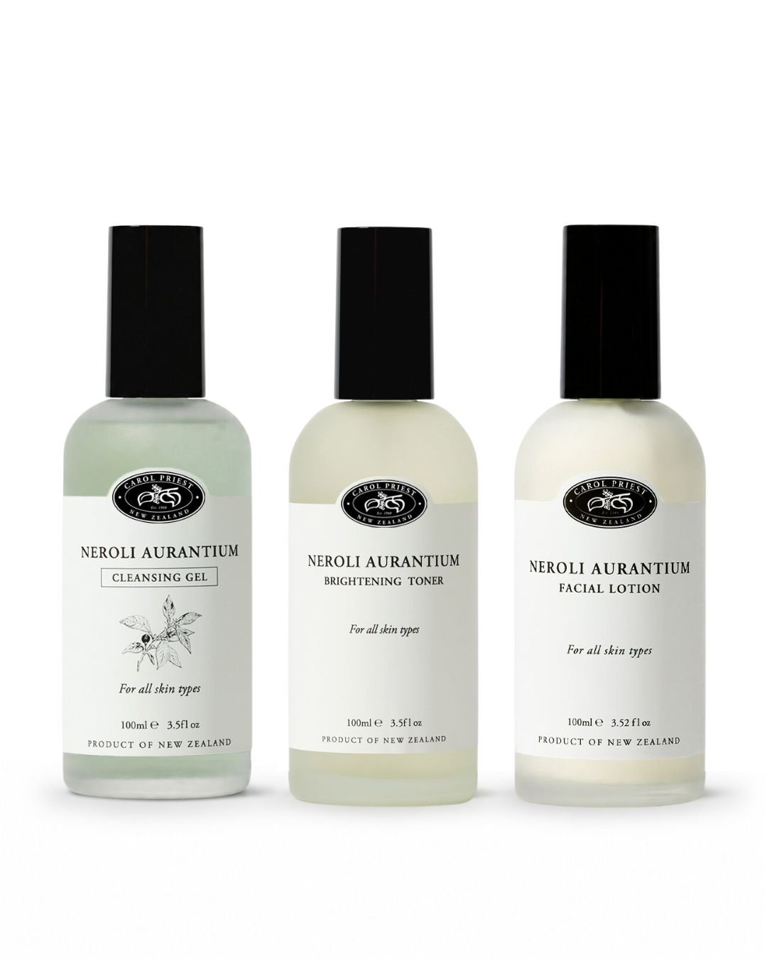 Carol Priest Neroli Aurantium Trio – skincare gift bundle, natural New Zealand skincare