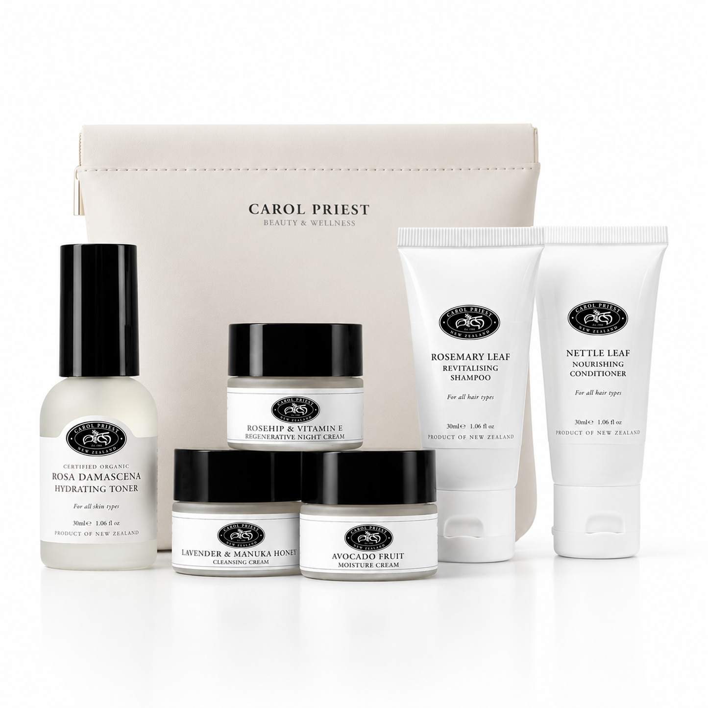 Carol Priest Essential Travel Kit – travel skincare kit, natural New Zealand skincare