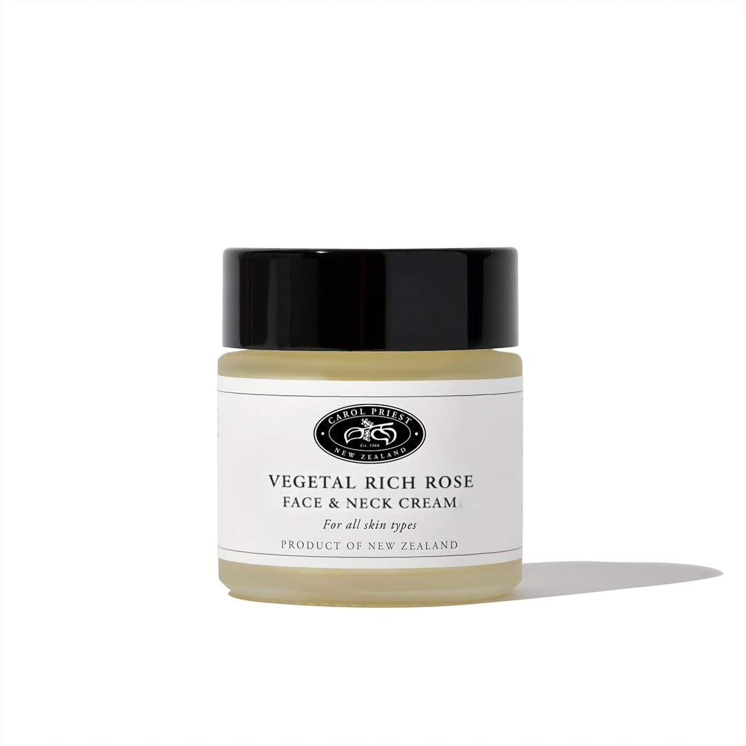 Carol Priest Vegetal Rich Rose Face & Neck Cream – organic face moisturiser, natural New Zealand skincare